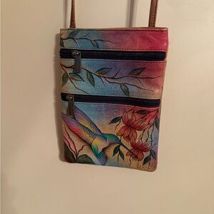 Anuschka Multicolor Hummingbird Crossbody Bag